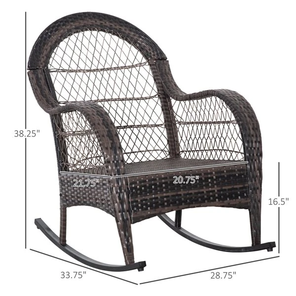 Chaise Berçante En Rotin Par Outsunny Avec Coussin Gris 4 Chaise Berçante En Rotin Par Outsunny Avec Coussin Gris – Image 2