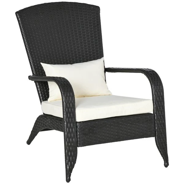 Chaise Adirondack Stationnaire Par Outsunny En Métal Et En Rotin Avec Coussin Beige 3 Chaise Adirondack Stationnaire Par Outsunny En Métal Et En Rotin Avec Coussin Beige