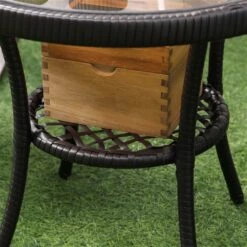 Chaise Berçante Avec Table Par Outsunny Et Coussins Turquoise, 3 Pièces -Outsunny 330989484 AlternateImage6 l