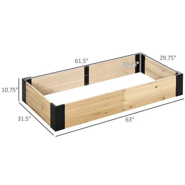 Jardinière Surélevée En Bois Naturel Par Outsunny De 63 po L. X 31,5 po L. X 10,75 po H. 5 Jardinière Surélevée En Bois Naturel Par Outsunny De 63 po L. X 31,5 po L. X 10,75 po H. – Image 3