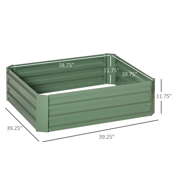 Ensemble De 2 Jardinières Surélevées En Acier Vert Par Outsunny De 39,25 po L. X 39,25 po L. X 11,75 po H. 5 Ensemble De 2 Jardinières Surélevées En Acier Vert Par Outsunny De 39,25 po L. X 39,25 po L. X 11,75 po H. – Image 3