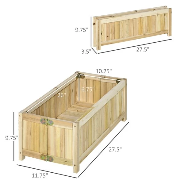 Jardinière Surélevée En Bois Naturel Par Outsunny De 27,5 po L. X 11,75 po L. X 9,75 po H. 5 Jardinière Surélevée En Bois Naturel Par Outsunny De 27,5 po L. X 11,75 po L. X 9,75 po H. – Image 3