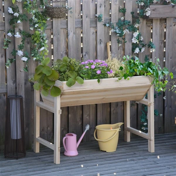 Jardinière Surélevée En Bois Naturel Par Outsunny De 42,75 po L. X 31,5 po H. 4 Jardinière Surélevée En Bois Naturel Par Outsunny De 42,75 po L. X 31,5 po H. – Image 2