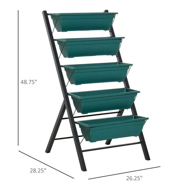 Jardinière Surélevée à 5 Niveaux En Plastique Vert Par Outsunny De 26,25 po L. X 48,75 po H. 5 Jardinière Surélevée à 5 Niveaux En Plastique Vert Par Outsunny De 26,25 po L. X 48,75 po H. – Image 3
