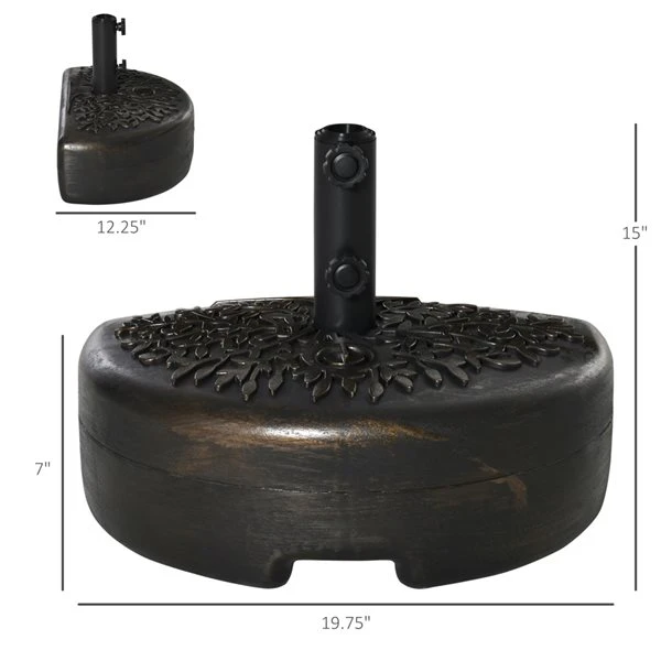 Base De Parasol En Plastique Bronze Par Outsunny De 19,75 po 5 Base De Parasol En Plastique Bronze Par Outsunny De 19,75 po – Image 3