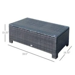 Table Basse Rectangulaire Pour L'extérieur En Rotin Par Outsunny De 33,5 po L. X 19,75 po L. -Outsunny 330992275 AlternateImage2 l
