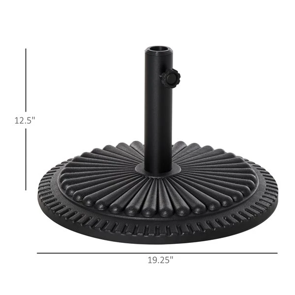 Base De Parasol En Plastique Et Ciment Noir Par Outsunny De 19,25 po 5 Base De Parasol En Plastique Et Ciment Noir Par Outsunny De 19,25 po – Image 3