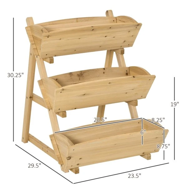 Jardinière Surélevée à 3 niveaux En Bois Naturel Par Outsunny De 23,5 po L. X 30,25 po H. 5 Jardinière Surélevée à 3 niveaux En Bois Naturel Par Outsunny De 23,5 po L. X 30,25 po H. – Image 3