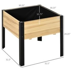 Jardinière Surélevée En Bois Et En Acier Bois Naturel Et Noir Par Outsunny De 31,5 po L. X 29,25 po H. -Outsunny 330992286 AlternateImage2 l