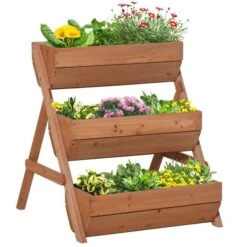 Jardinière Surélevée à 3 niveaux En Bois Brun Par Outsunny De 25,5 po L. X 30 po H.