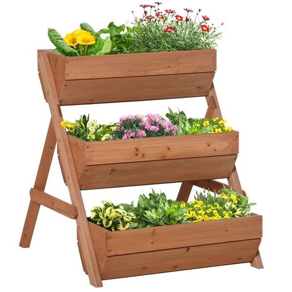 Jardinière Surélevée à 3 niveaux En Bois Brun Par Outsunny De 25,5 po L. X 30 po H. 3 Jardinière Surélevée à 3 niveaux En Bois Brun Par Outsunny De 25,5 po L. X 30 po H.