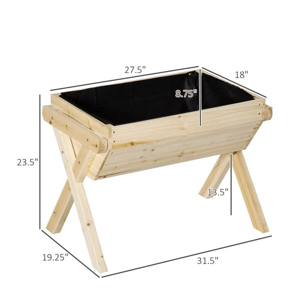 Jardinière Surélevée En Bois Naturel Par Outsunny De 31,5 po L. X 23,5 po H. 5 Jardinière Surélevée En Bois Naturel Par Outsunny De 31,5 po L. X 23,5 po H. – Image 3