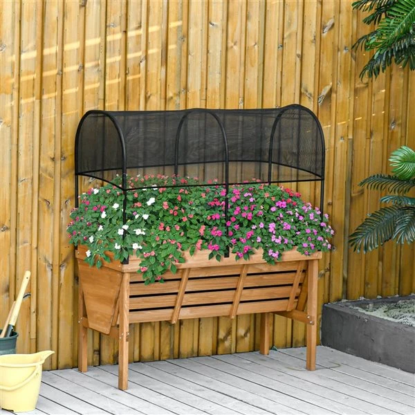 Jardinière Surélevée Avec Ombrage En Bois Brun Et Noir Par Outsunny De 47,25 po L. X 56,25 po H. 4 Jardinière Surélevée Avec Ombrage En Bois Brun Et Noir Par Outsunny De 47,25 po L. X 56,25 po H. – Image 2