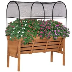 Jardinière Surélevée Avec Ombrage En Bois Brun Et Noir Par Outsunny De 47,25 po L. X 56,25 po H.