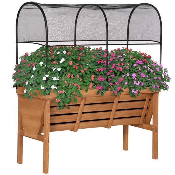 Jardinière Surélevée Avec Ombrage En Bois Brun Et Noir Par Outsunny De 47,25 po L. X 56,25 po H. 3 Jardinière Surélevée Avec Ombrage En Bois Brun Et Noir Par Outsunny De 47,25 po L. X 56,25 po H.