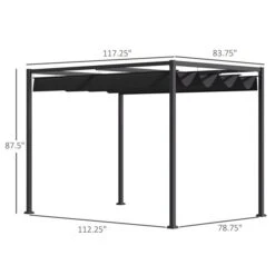 Pergola Autoportante Noire Outsunny En Métal De 84 Po L. X 120 Po L. X 88 Po H. Avec Abri Soleil -Outsunny 331001430 AlternateImage2 l