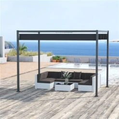 Pergola Autoportante Noire Outsunny En Métal De 84 Po L. X 120 Po L. X 88 Po H. Avec Abri Soleil -Outsunny 331001430 AlternateImage3 l