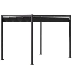 Pergola Autoportante Noire Outsunny En Métal De 84 Po L. X 120 Po L. X 88 Po H. Avec Abri Soleil