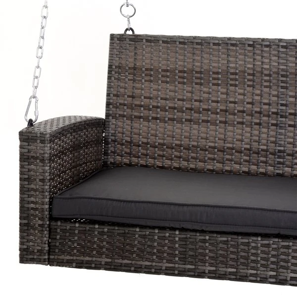 Balançoire Extérieure Pour 2 Personnes Outsunny En Rotin Avec Cadre En Acier, Gris 7 Balançoire Extérieure Pour 2 Personnes Outsunny En Rotin Avec Cadre En Acier, Gris – Image 5