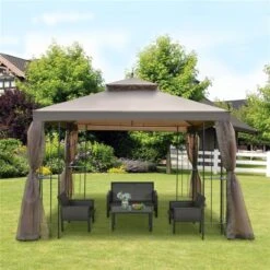 Abri De Jardin Semi-permanent Brun Outsunny Carré En Métal De 10 Pi X 10 Pi Avec Toit En Polyester, Moustiquaire Incluse 9 Abri De Jardin Semi-permanent Brun Outsunny Carré En Métal De 10 Pi X 10 Pi Avec Toit En Polyester, Moustiquaire Incluse -Outsunny 331001442 AlternateImage3 l
