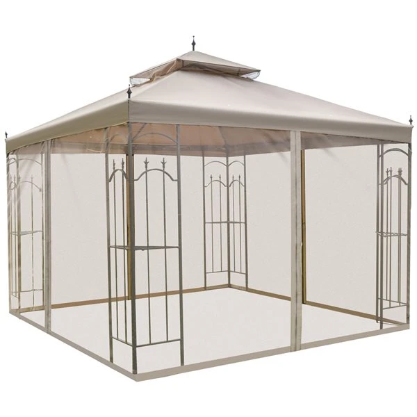 Abri De Jardin Semi-permanent Brun Outsunny Carré En Métal De 10 Pi X 10 Pi Avec Toit En Polyester, Moustiquaire Incluse 3 Abri De Jardin Semi-permanent Brun Outsunny Carré En Métal De 10 Pi X 10 Pi Avec Toit En Polyester, Moustiquaire Incluse