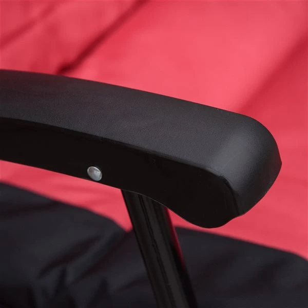 Ens. De Berceuses Pliantes Outsunny En Métal Noir Avec Siège Rembourré Rouge, 2 Pcs 6 Ens. De Berceuses Pliantes Outsunny En Métal Noir Avec Siège Rembourré Rouge, 2 Pcs – Image 4