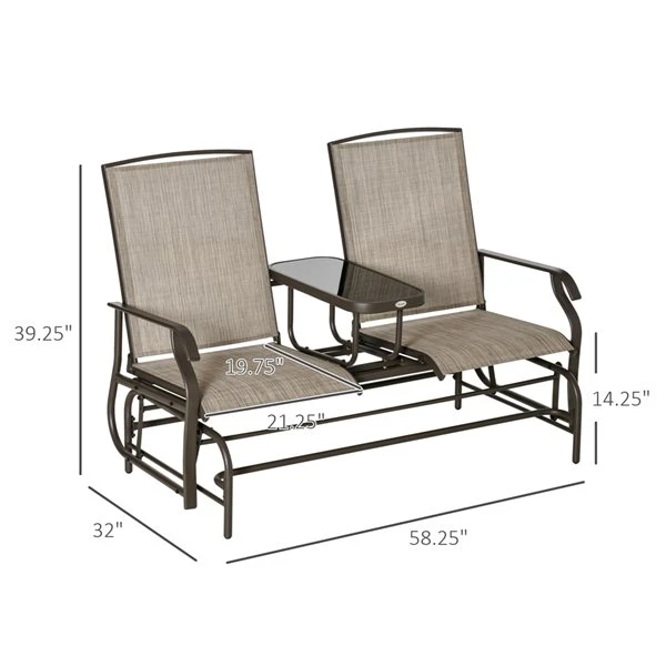 Fauteuil Coulissant Extérieur Pour 2 Personnes Outsunny En Acier, Beige 5 Fauteuil Coulissant Extérieur Pour 2 Personnes Outsunny En Acier, Beige – Image 3