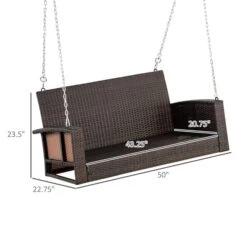 Balançoire Extérieure Pour 2 Personnes Outsunny En Rotin Avec Cadre En Acier, Bleu Foncé -Outsunny 331001448 AlternateImage2 l