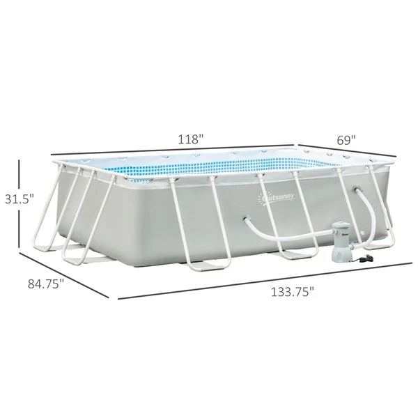 Piscine Hors-terre Grise Outsunny Rectangulaire De 11,15 Pi X 7,06 Pi X 31,5 Po 5 Piscine Hors-terre Grise Outsunny Rectangulaire De 11,15 Pi X 7,06 Pi X 31,5 Po – Image 3