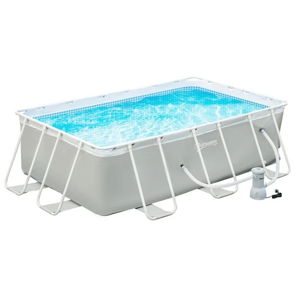 Piscine Hors-terre Grise Outsunny Rectangulaire De 11,15 Pi X 7,06 Pi X 31,5 Po 3 Piscine Hors-terre Grise Outsunny Rectangulaire De 11,15 Pi X 7,06 Pi X 31,5 Po