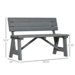 Banc De Jardin Gris Foncé Outsunny De 45,75 Po L. X 31,5 Po H. -Outsunny 331001455 AlternateImage2 l