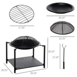 Foyer Extérieur à Bois Outsunny En Acier Noir De 29,25 Po L. -Outsunny 331001464 AlternateImage2 l