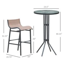 Ensemble De Salle à Manger Extérieur Brun Outsunny à Hauteur De Bar Avec Cadre En Acier, 3 Pièces -Outsunny 331001466 AlternateImage2 l