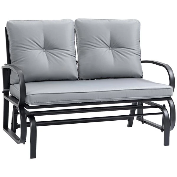 Fauteuil Coulissant Extérieur Pour 2 Personnes Outsunny En Acier Avec Coussins Gris Clair 3 Fauteuil Coulissant Extérieur Pour 2 Personnes Outsunny En Acier Avec Coussins Gris Clair