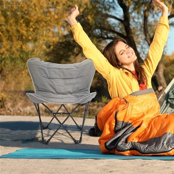 Chaise De Camping Pliante Outsunny Gris Clair 4 Chaise De Camping Pliante Outsunny Gris Clair – Image 2