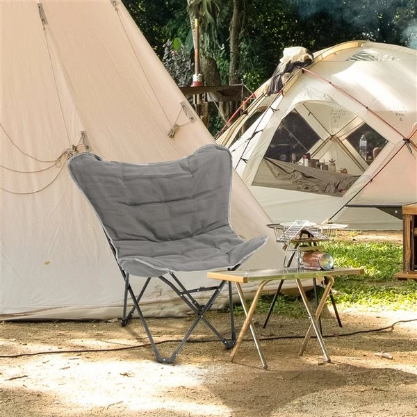 Chaise De Camping Pliante Outsunny Gris Clair 6 Chaise De Camping Pliante Outsunny Gris Clair – Image 4