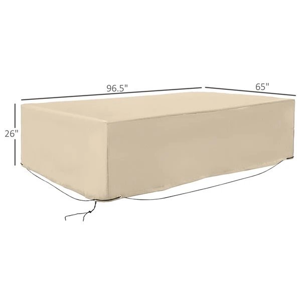 Couverture De Meubles D'extérieur Outsunny En Polyéthylène Beige De 97 Po L. X 65 Po P. X 26 Po H. 5 Couverture De Meubles D'extérieur Outsunny En Polyéthylène Beige De 97 Po L. X 65 Po P. X 26 Po H. – Image 3