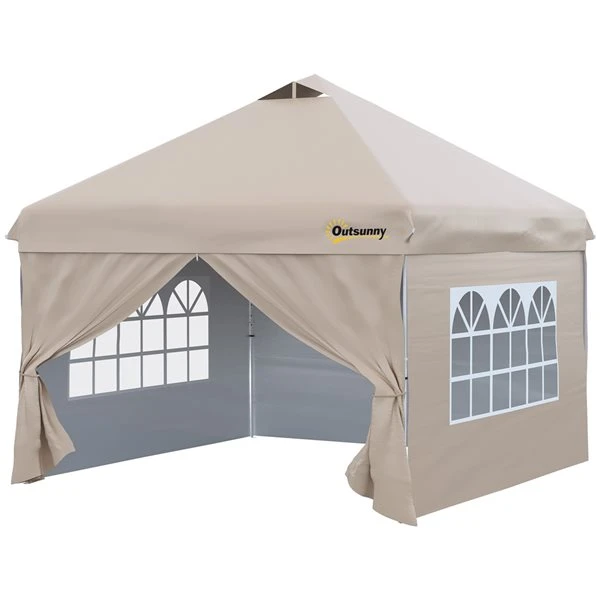 Abri Soleil Rétractable Beige Outsunny Carré De 9,8 Pi L. 6 Abri Soleil Rétractable Beige Outsunny Carré De 9,8 Pi L. – Image 4