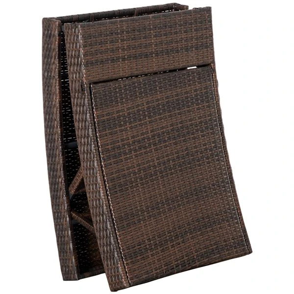 Chaise Longue Stationnaire Outsunny En Résine Tressée Brune Avec Siège Rembourré Gris 7 Chaise Longue Stationnaire Outsunny En Résine Tressée Brune Avec Siège Rembourré Gris – Image 5