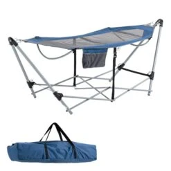 Hamac Bleu Outsunny En Tissu Avec Support