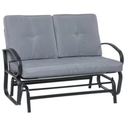 Fauteuil Coulissant Extérieur Pour 2 Personnes Outsunny En Acier Avec Coussins Gris