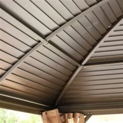 Abri De Jardin Semi-permanent Brun Outsunny Rectangulaire En Métal De 13 Pi X 10 Pi Avec Toit En Polyester, Moustiquaire Inc… -Outsunny 331001493 AlternateImage4 l