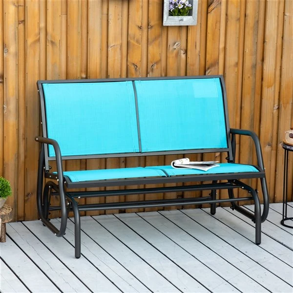 Fauteuil Coulissant Extérieur Pour 2 Personnes Outsunny En Acier, Bleu 4 Fauteuil Coulissant Extérieur Pour 2 Personnes Outsunny En Acier, Bleu – Image 2