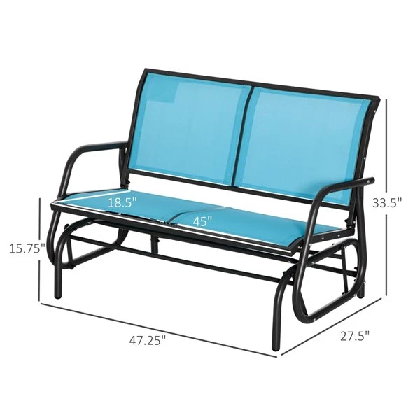 Fauteuil Coulissant Extérieur Pour 2 Personnes Outsunny En Acier, Bleu 5 Fauteuil Coulissant Extérieur Pour 2 Personnes Outsunny En Acier, Bleu – Image 3