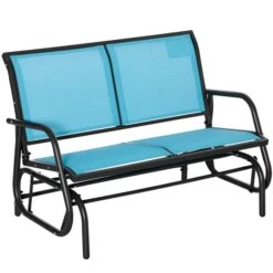 Fauteuil Coulissant Extérieur Pour 2 Personnes Outsunny En Acier, Bleu