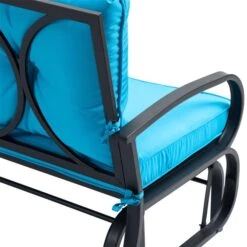 Fauteuil Coulissant Extérieur Pour 2 Personnes Outsunny En Acier Avec Coussins Bleus -Outsunny 331001497 AlternateImage3 l