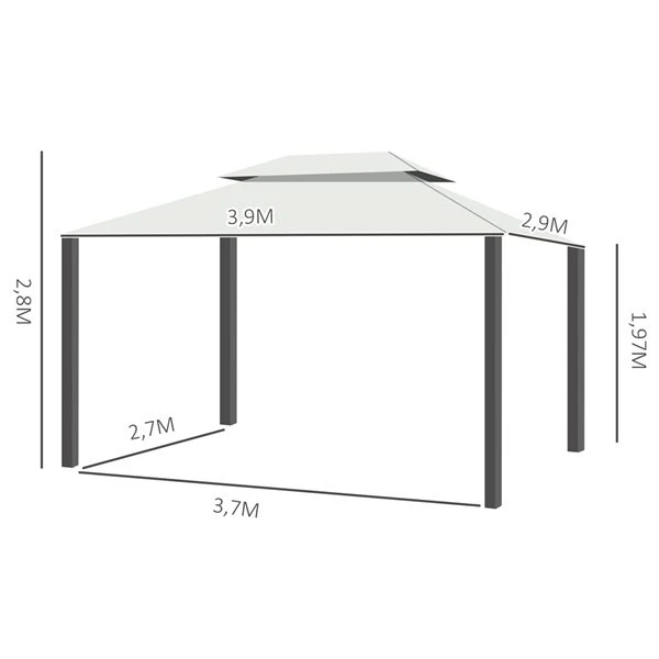 Abri De Jardin Semi-permanent Blanc Outsunny Rectangulaire En Métal De 13 Pi X 10 Pi Avec Toit En Polyester Et Moustiquaire 4 Abri De Jardin Semi-permanent Blanc Outsunny Rectangulaire En Métal De 13 Pi X 10 Pi Avec Toit En Polyester Et Moustiquaire – Image 2