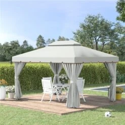Abri De Jardin Semi-permanent Blanc Outsunny Rectangulaire En Métal De 13 Pi X 10 Pi Avec Toit En Polyester Et Moustiquaire 9 Abri De Jardin Semi-permanent Blanc Outsunny Rectangulaire En Métal De 13 Pi X 10 Pi Avec Toit En Polyester Et Moustiquaire -Outsunny 331001505 AlternateImage2 l