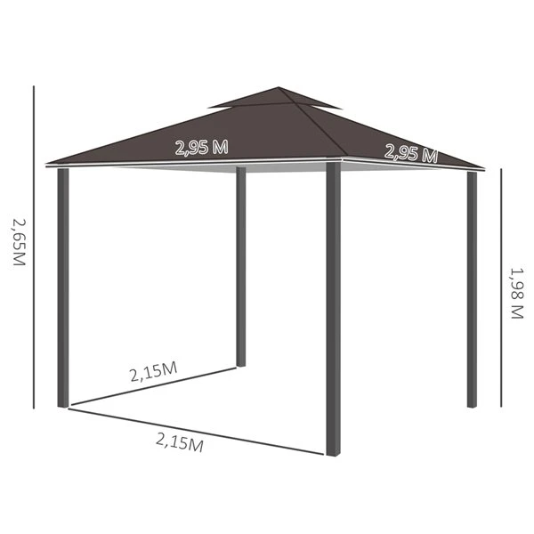 Abri De Jardin Semi-permanent Brun Outsunny Carré En Métal De 10 Pi X 10 Pi Avec Toit En Polyester 4 Abri De Jardin Semi-permanent Brun Outsunny Carré En Métal De 10 Pi X 10 Pi Avec Toit En Polyester – Image 2