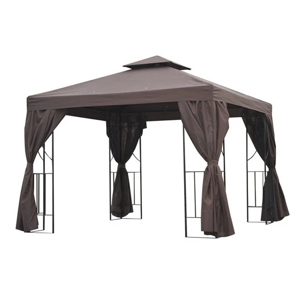 Abri De Jardin Semi-permanent Brun Outsunny Carré En Métal De 10 Pi X 10 Pi Avec Toit En Polyester 3 Abri De Jardin Semi-permanent Brun Outsunny Carré En Métal De 10 Pi X 10 Pi Avec Toit En Polyester